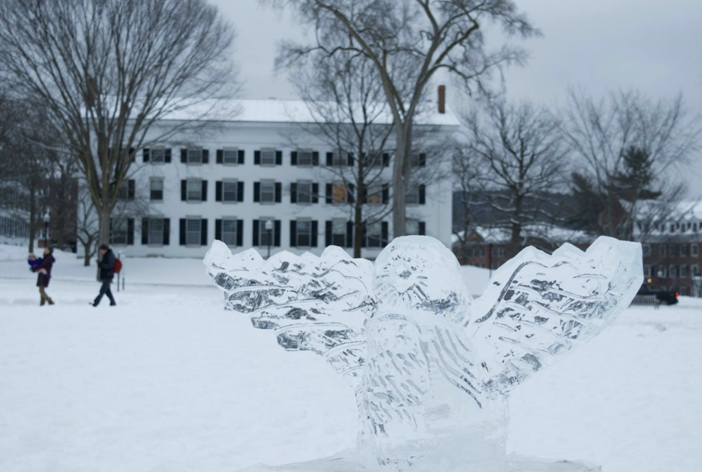Ice sculpture at Dartmouth Winter Carnival in Hanover, New Hampshire | Best Places to Travel in the US in the Winter