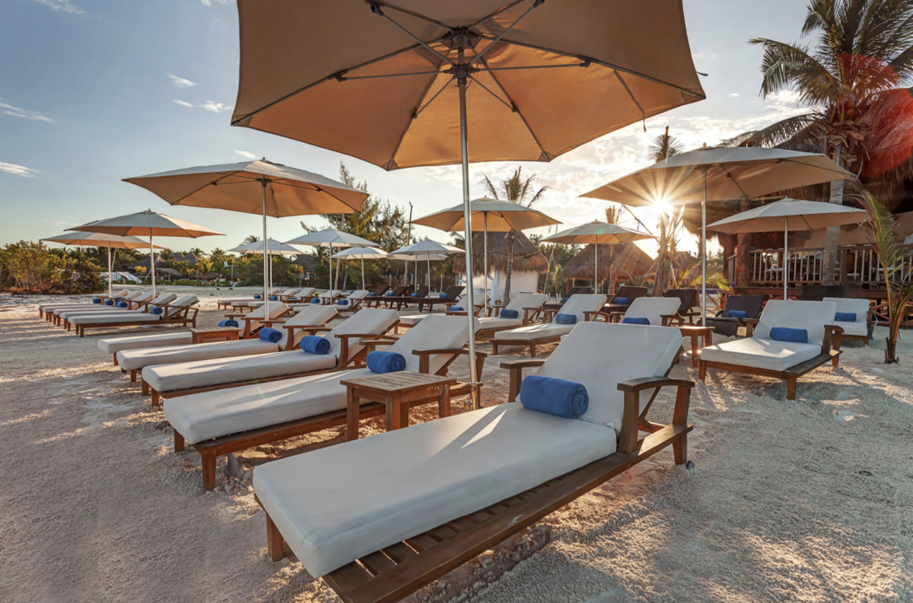 Beach loungers on private beach