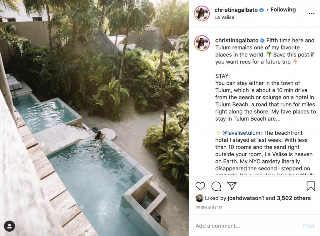 Example of high-quality Instagram post
