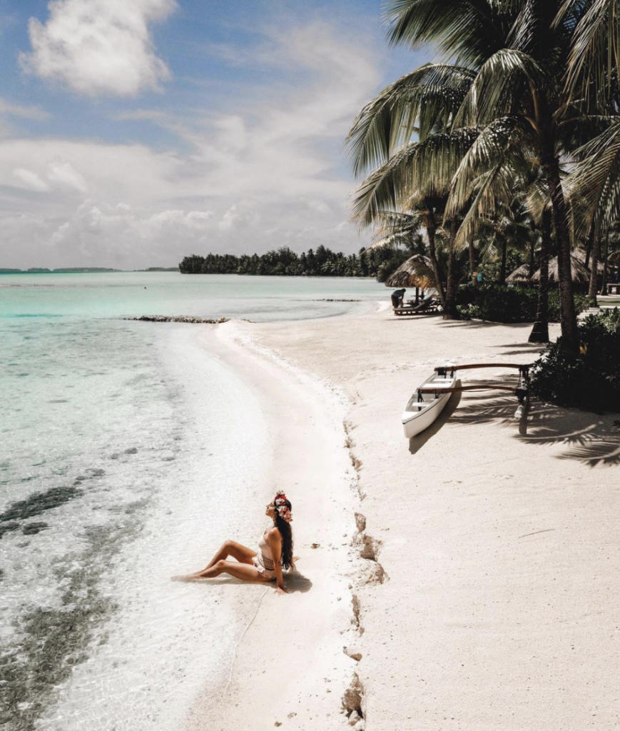 Christina white sand beach Bora Boa | Four Seasons Bora Bora review