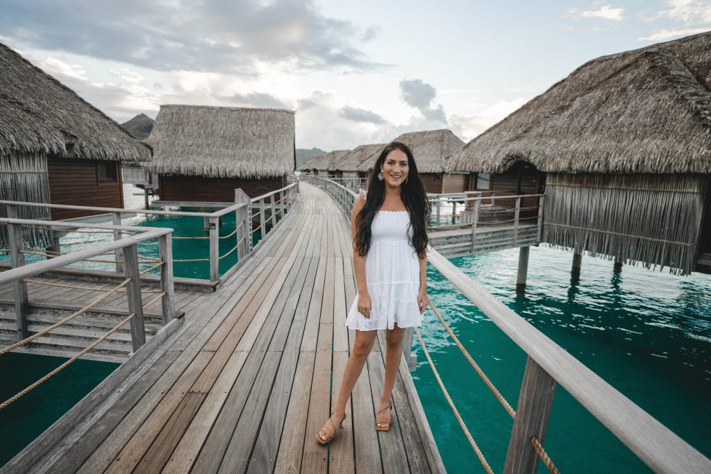 boardwalk at Four Seasons Bora Bora Christina on boardwalk at Four Seasons Bora Bora | The Ultimate Bora Bora and Moorea travel guide