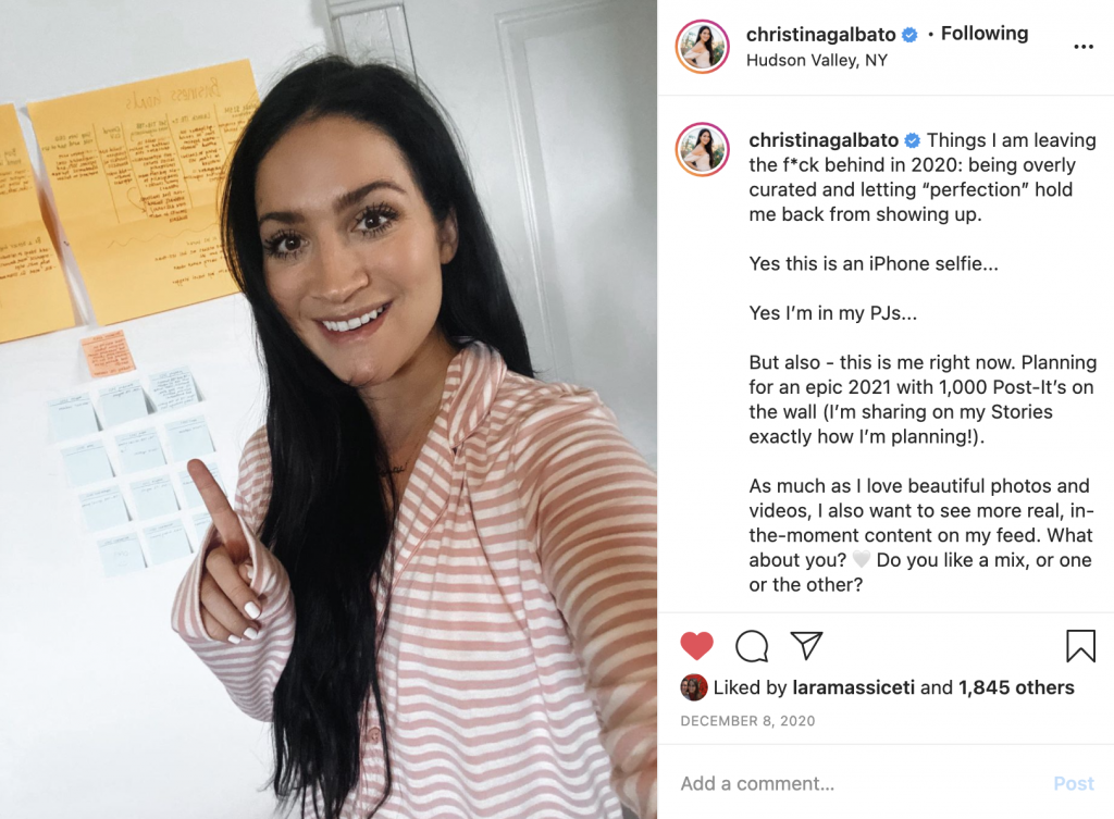 Christina in pajamas Less curated behind the scenes photo