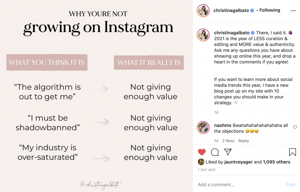 Shareable value driven content example
