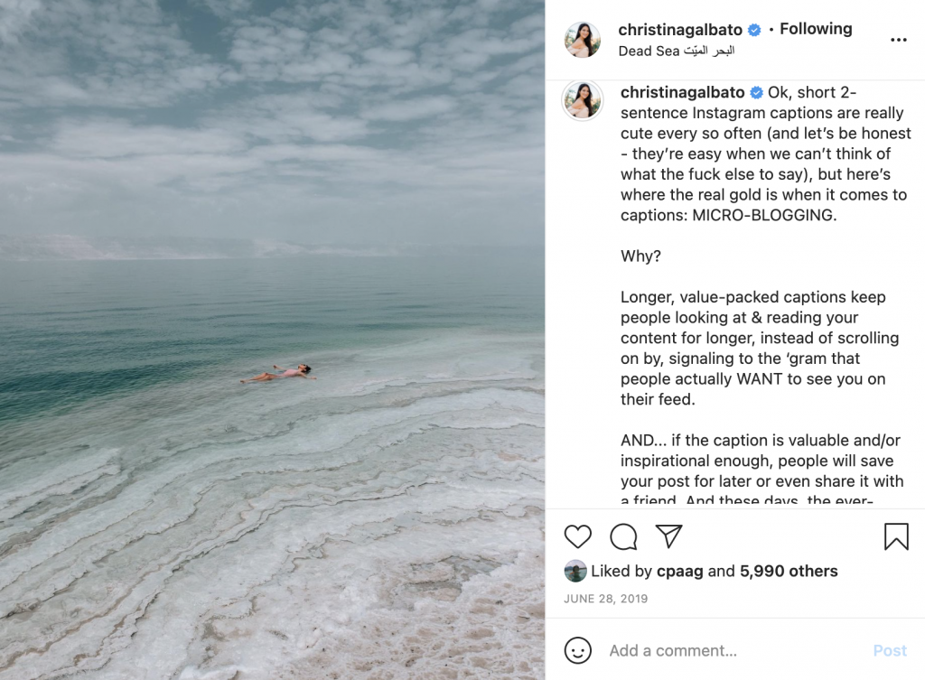 Christina micro-blogging example Christina micro-blogging example | 12 Ways to Increase Instagram Engagement